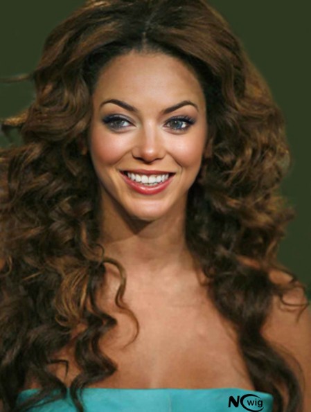 Brown Long Wavy Without Bangs Full Lace 22 inch Beyonce Wigs