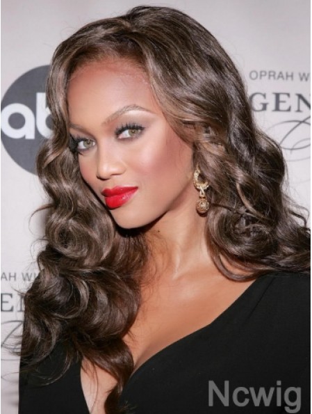Brown Wavy Without Bangs Lace Front 20 inch Sassy Tyra Banks Wigs
