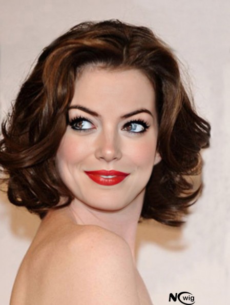 Auburn Chin Length Wavy Layered Capless 10 inch Anne Hathaway Wigs