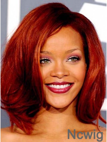 Red Wavy Without Bangs Lace Front 12 inch New Rihanna Wigs