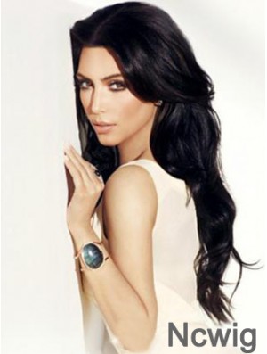 Black Wavy Lace Front Convenient 24 inch Kim Kardashian Wigs