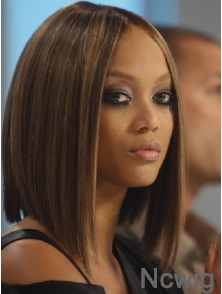 Brown Straight Bobs 100% Hand-tied 12 inch Durable Tyra Banks Wigs