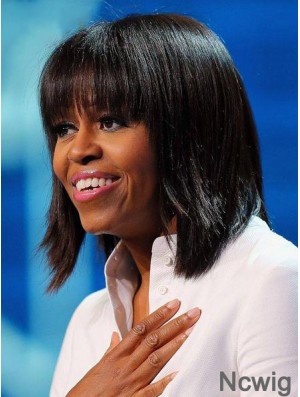 Capless Bobs Chin Length Straight 10 inch Black Beautiful First Lady Wigs