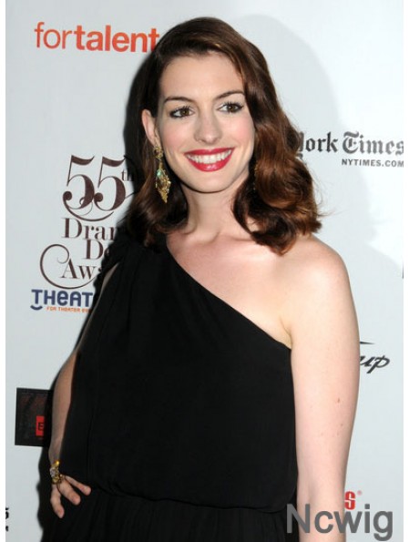 Auburn Shoulder Length Wavy Without Bangs Capless 16 inch Anne Hathaway Wigs