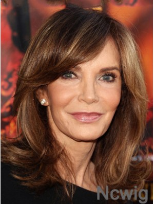 Shoulder Length Wavy Layered Lace Front Brown Durable 14 inch Jaclyn Smith Wigs