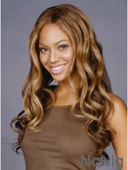 Brown Long Wavy Without Bangs Lace Front 22 inch Beyonce Wigs