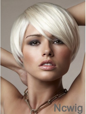 Capless Bobs Short Straight 8 inch Platinum Blonde Online Fashion Wigs