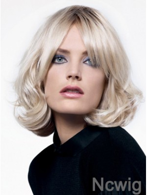 Lace Front Layered Chin Length Wavy 12 inch Platinum Blonde Popular Fashion Wigs
