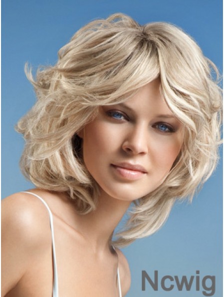 Full Lace Layered Chin Length Wavy 12 inch Platinum Blonde Cheap Fashion Wigs