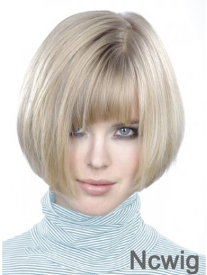 Monofilament Bobs Short Straight 10 inch Platinum Blonde Style Fashion Wigs