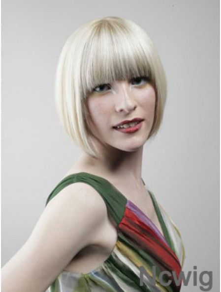 Full Lace Bobs Chin Length Straight 10 inch Platinum Blonde Designed Fashion Wigs