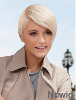 Lace Front Boycuts Short Straight 8 inch Platinum Blonde Style Fashion Wigs