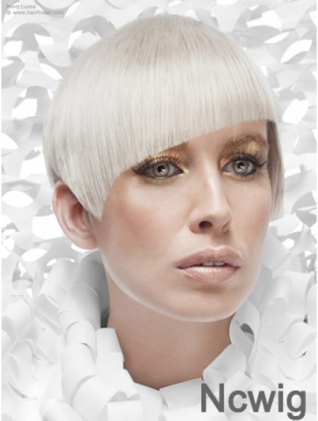 Lace Front Boycuts Short Straight 8 inch Platinum Blonde Cheapest Fashion Wigs