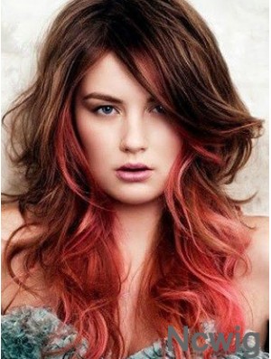 Great Ombre/2 Tone Long Wavy With Bangs 22 inch Human Lace Wigs