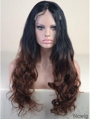 Long Wavy Without Bangs Full Lace 24 inch Modern Black Women Wigs