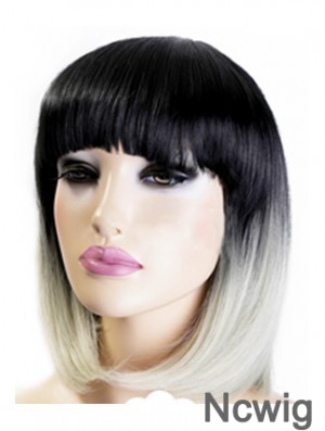 Modern 12 inch Chin Length Straight Wigs For Black Women