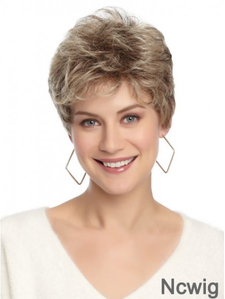 Synthetic Affordable Cropped Wavy Grey Wigs