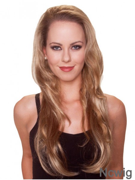 Long Straight Blonde Stylish Synthetic Half Wigs