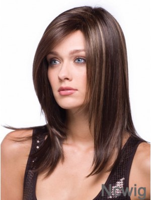 Long Brown Wig With Synthetic Caplesss Straight Style