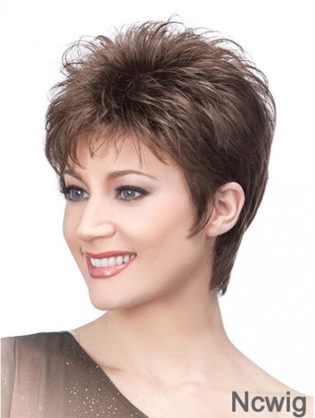Brown Cropped Straight Boycuts Capless Wig Sales Online