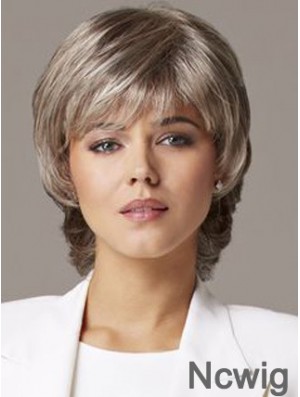 Wavy Capless 10 inch Sleek Short Grey Wigs