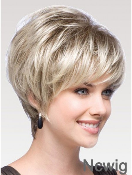 Capless Straight Layered Short 8 inch Modern Human Hair Wigs