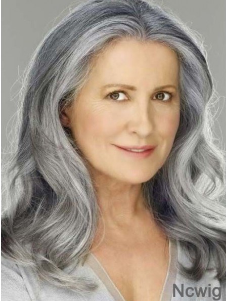 Wavy Lace Front 16 inch Best Shoulder Length Grey Wigs