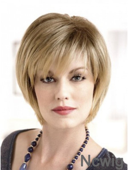 Lace Front Straight Layered Short 8 inch Top Human Hair Wigs