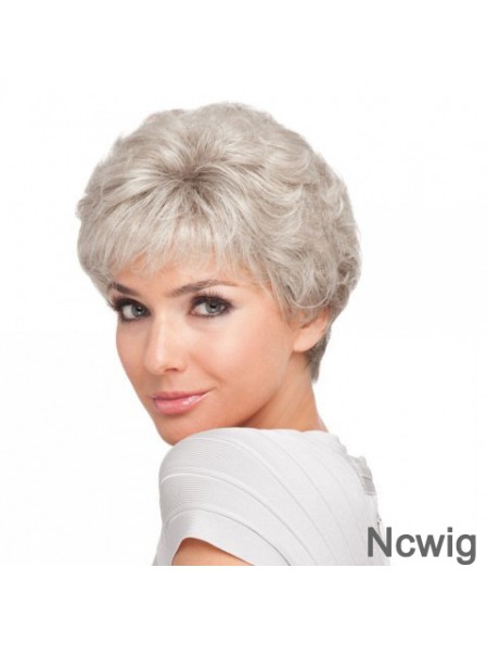Short Hair Style For Older Ladies With Synthetic Capless Grey Cut