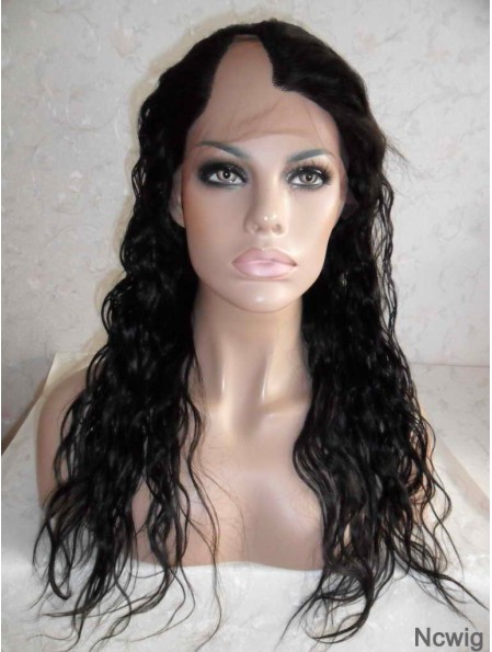 Fabulous Black Long Wavy U Part Wigs