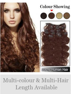 High Quality Auburn Wavy Remy Human Hair Clip In Hair Extensions