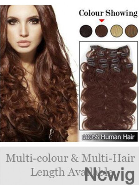 High Quality Auburn Wavy Remy Human Hair Clip In Hair Extensions