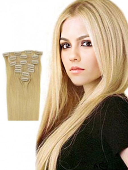 Fabulous Blonde Straight Remy Human Hair Clip In Hair Extensions