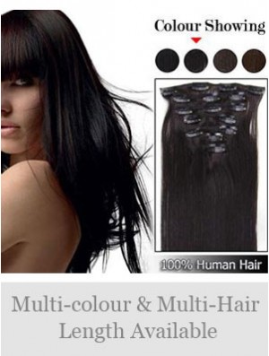 Cheap Brown Straight Remy Human Hair Clip In Hair Extensions