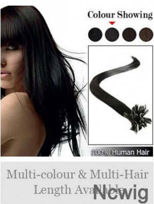 Black Straight Sleek Nail/U Tip Hair Extensions