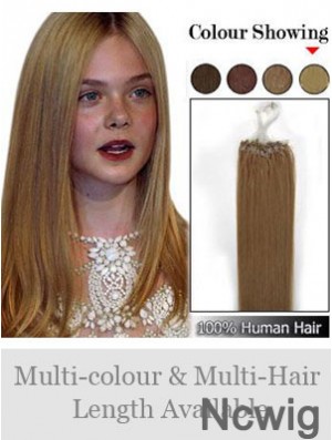 Modern Brown Straight Micro Loop Ring Hair Extensions