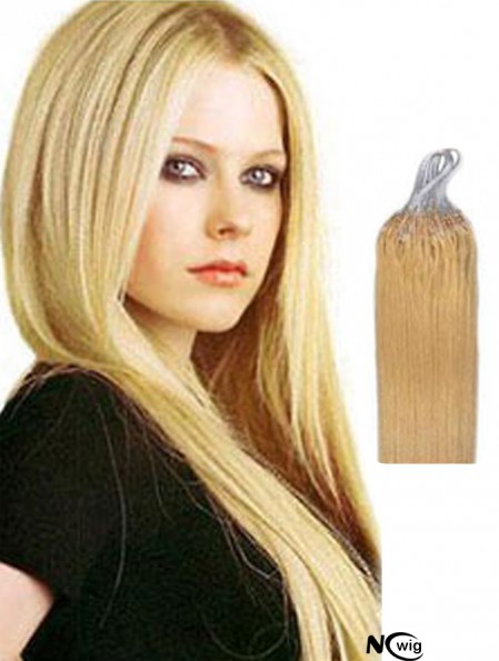 Sleek Blonde Straight Micro Loop Ring Hair Extensions
