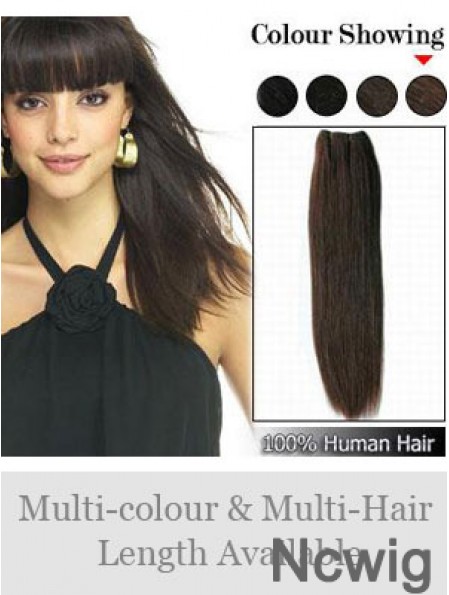 Straight Remy Human Hair Brown Durable Weft Extensions