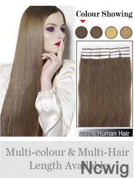 Brown Straight Exquisite Remy Human Hair Tape In Hair Extensions