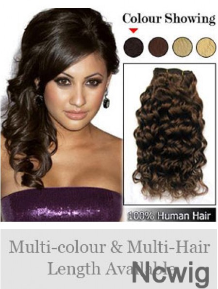 Curly Remy Human Hair Brown Online Weft Extensions
