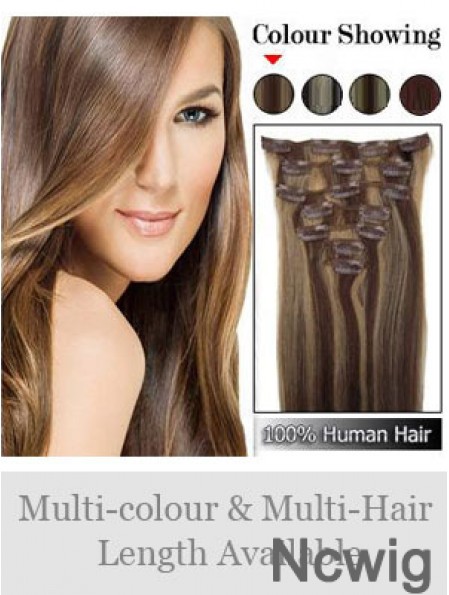 Beautiful Brown Straight Remy Human Hair Clip In Hair Extensions