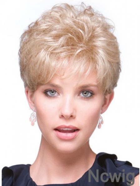 Short Curly Blonde Fabulous Synthetic Half Wigs