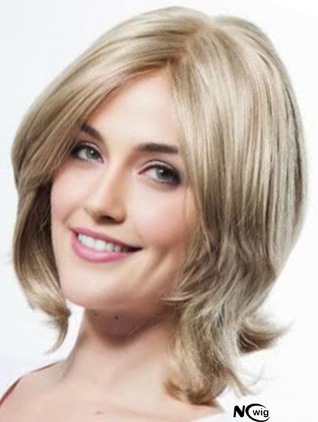 Shoulder Length Layered 12 inch Wavy Blonde Medium Wigs