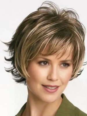 Layered Wavy Brown Capless Fabulous Short Wigs